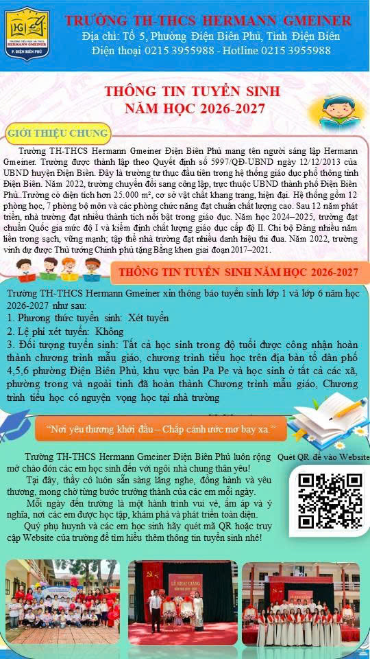THÔNG BÁO TUYỂN SINH NĂM HỌC 2026-2027